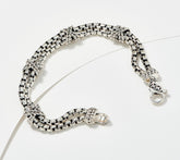 JAI Silver Hammered X-Shaped Double Box Chain Bracelet, 6-1/4"